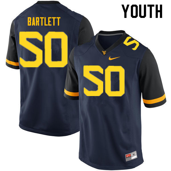 NCAA Youth Jared Bartlett West Virginia Mountaineers Navy #50 Nike Stitched Football College Authentic Jersey CD23H60EB